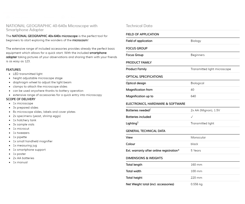 Mikroskoop nutitelefoni adapteriga 40x-640x