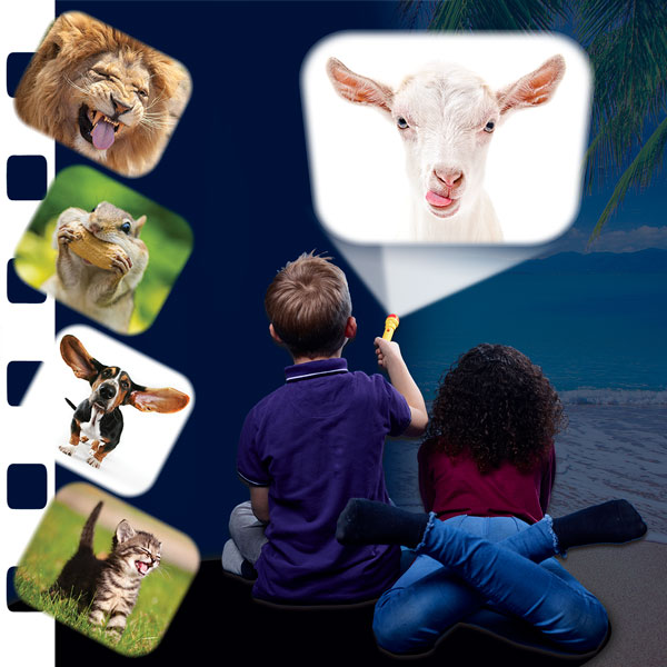 Taskulamp-projektor "Naljakad loomad"