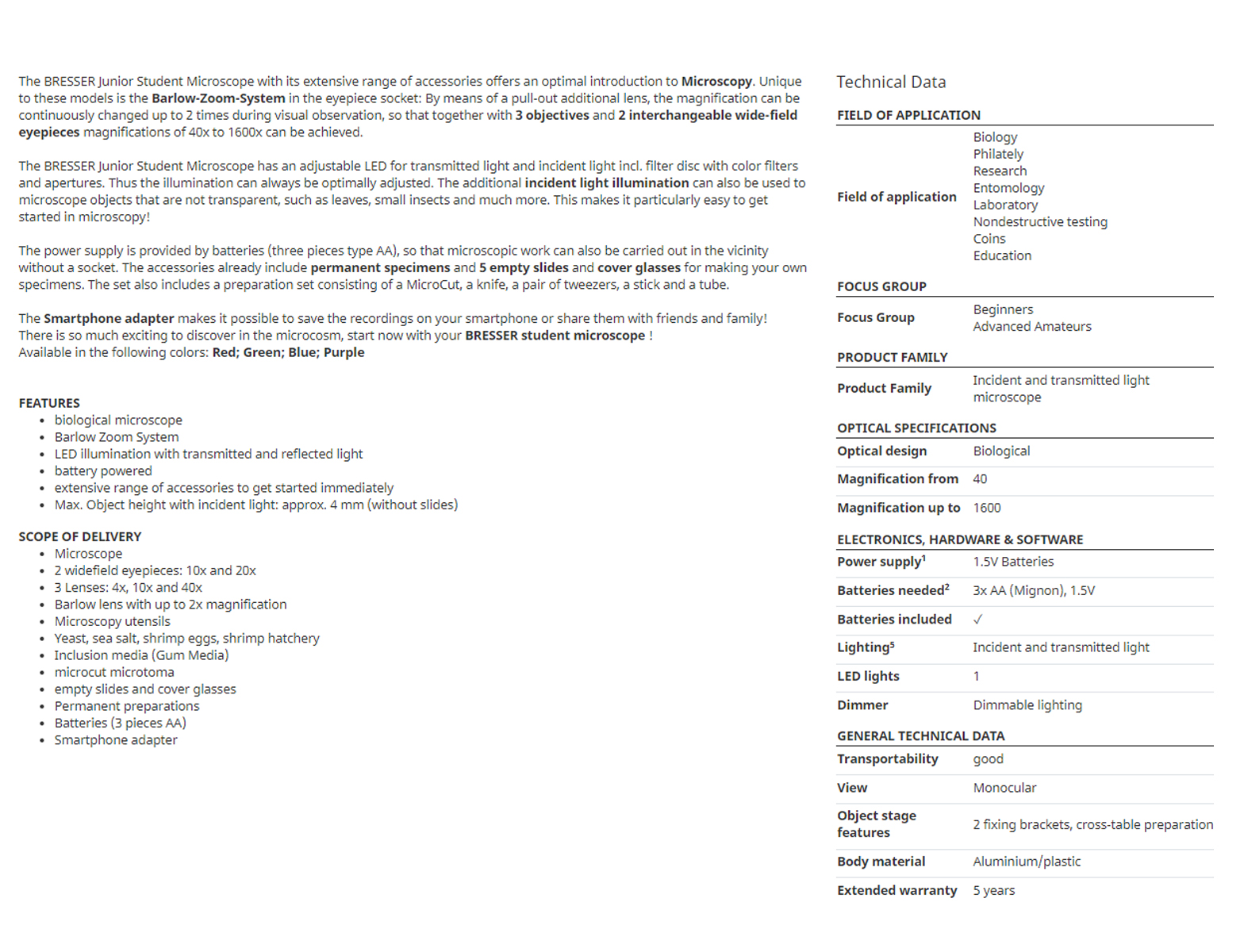 Mikroskoop BIOLUX 40x-1600x sinine