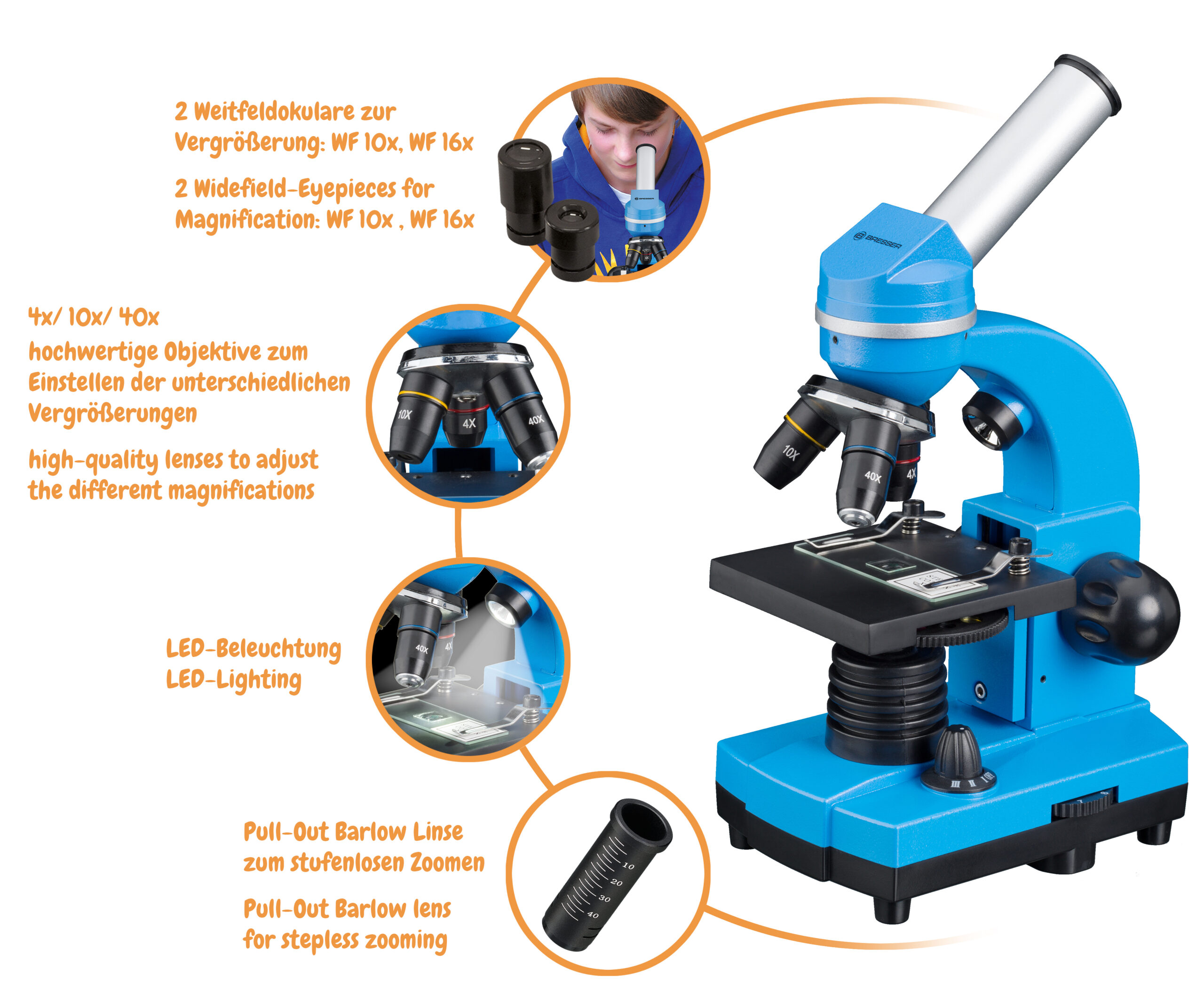 Mikroskoop BIOLUX 40x-1600x sinine