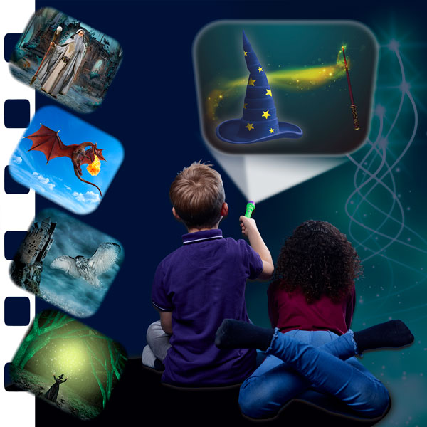 Taskulamp-projektor "Võlur ja Draakon"