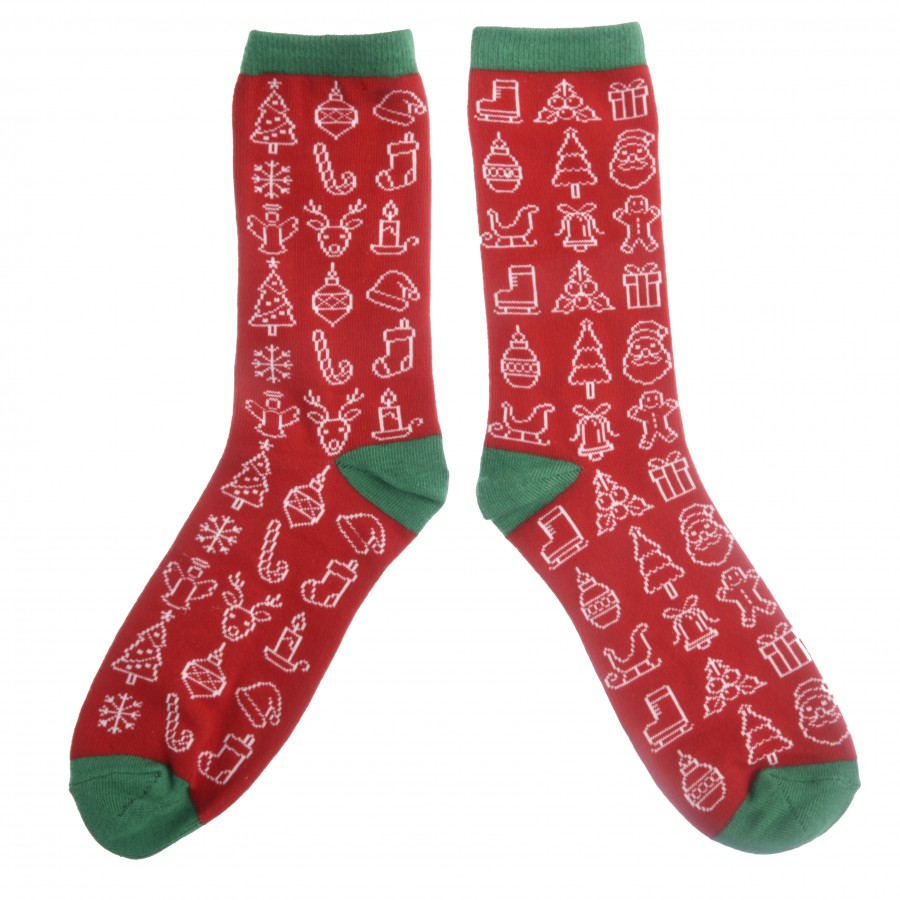 RobinRuth Meeste jõulusokid mustriga punased