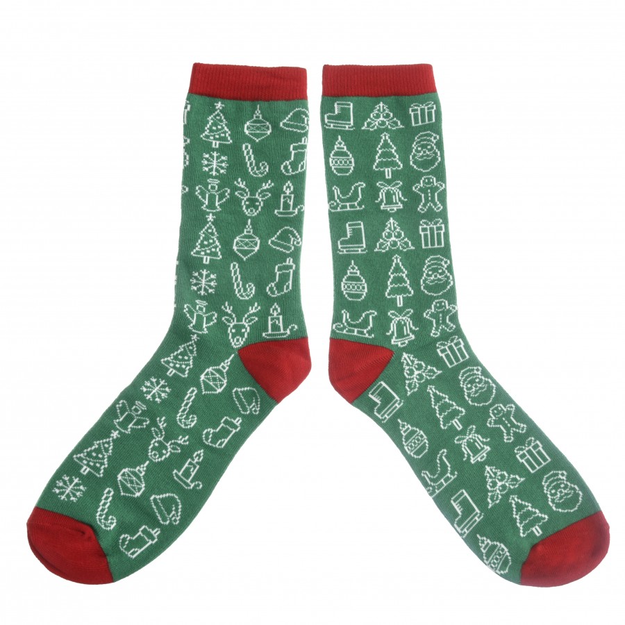 RobinRuth Meeste jõulusokid mustriga rohelised